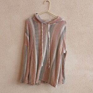 "Make Offer" Lovely Melody Red and Pink Hooded Sweatshirt Relaxed Fit